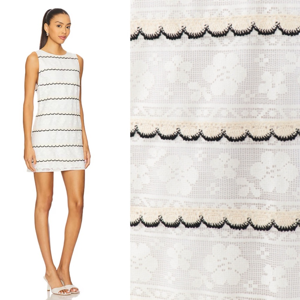 NEW Show Me Your Mumu Cynthia Mini Dress in French Vanilla Lace Scallop Medium - Picture 5 of 11